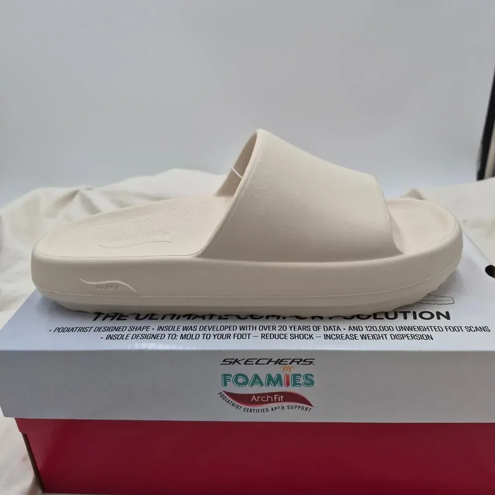 Skechers Foamies Arch Fit Slide Sandal in Cream - Picture 1 of 8